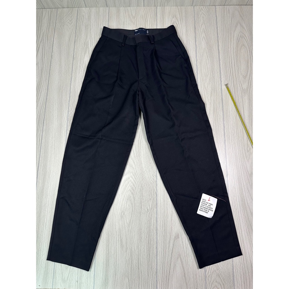 ASOS DESIGN Black Pleated Trousers W29 L32 Tailored Straight Leg‎ Pants